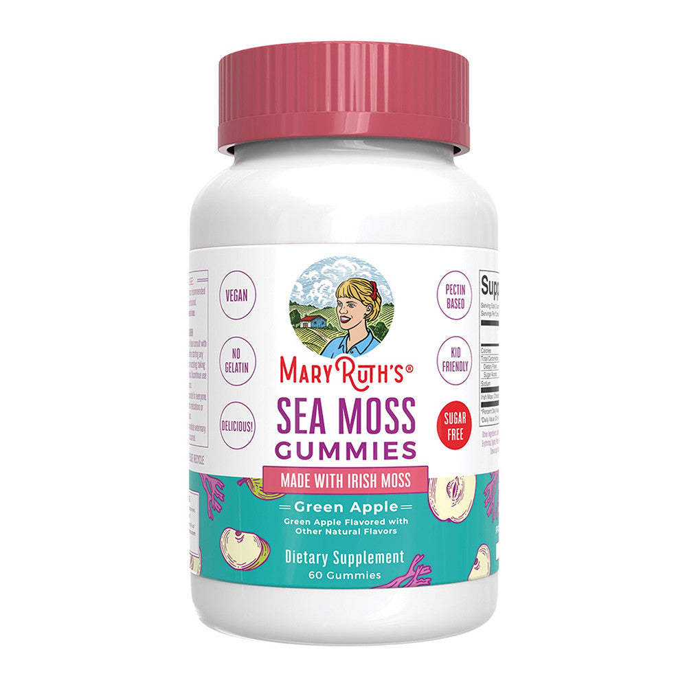 Mary Ruths Vegan Sugar Free Irish Sea Moss Gummies, Green Apple, 60 Ea